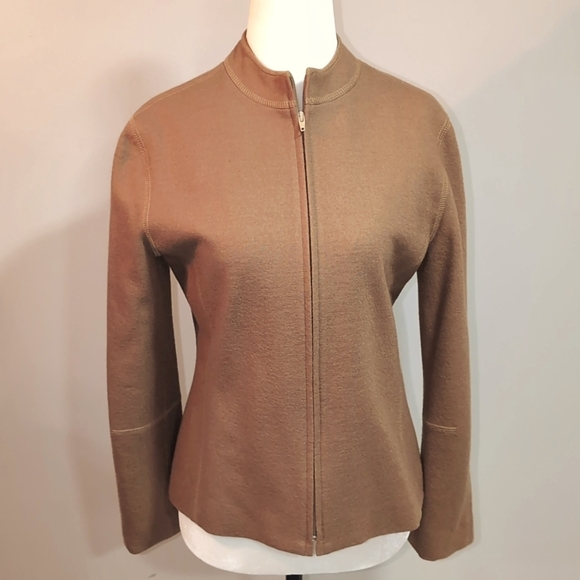 Sandra Angelozzie Women's Camel,Woolen Zippered Suit Jacket/Blazer,Size 36. - Picture 1 of 11